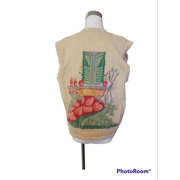 Lauren Hansen Summer Spring Garden Sweater Vest Medium Knit 90s Unique Grandma - Picture 3 of 11